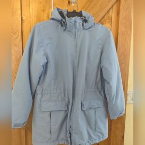 **** LAND'S END WOMENS SKY/periwinkle BLUE quilted/fleece JACKET Size L